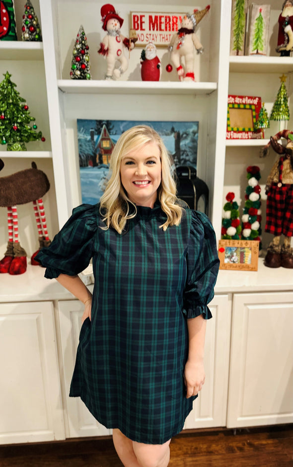 Gingham Holiday Bow Dress