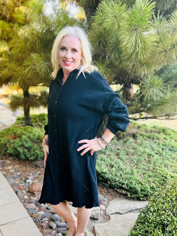 Basic Gauze Dress in Black