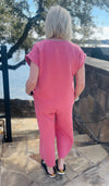 Tammy Textured Pink Crop Pant
