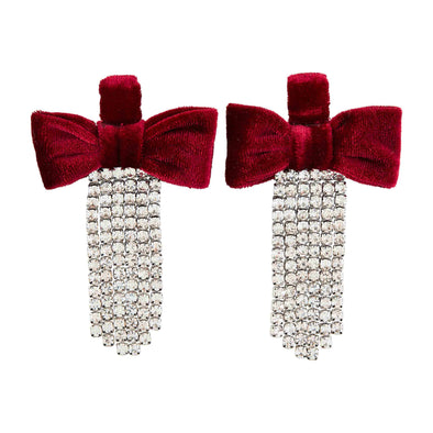 Red Velvet Bow Earrings