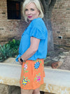 Queen of Sparkles Orange Gauze Turtle Skort