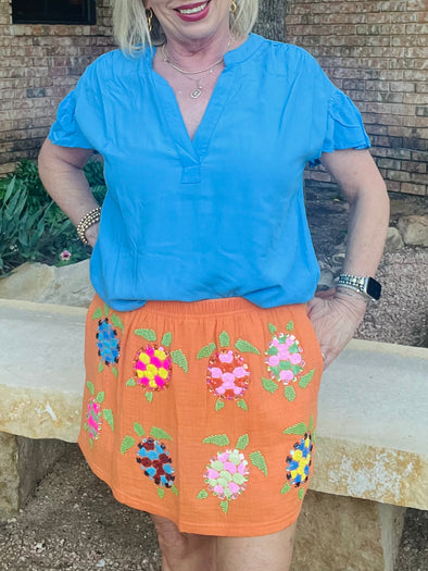 Queen of Sparkles Orange Gauze Turtle Skort