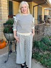 White and Black Striped Long Sleeve Top