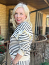 White and Black Striped Long Sleeve Top