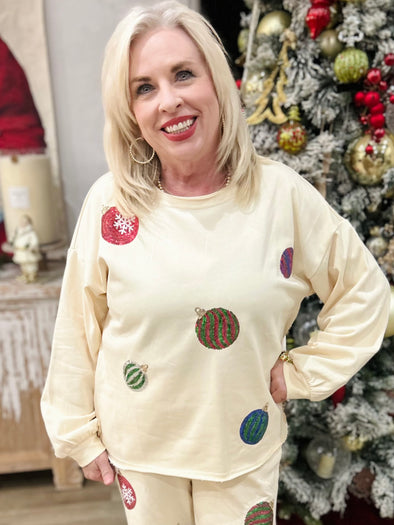 Cream Christmas Ornament Top