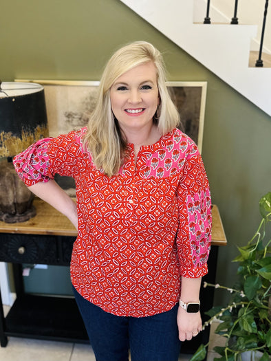 Ivy Jane Red Two Prints Top