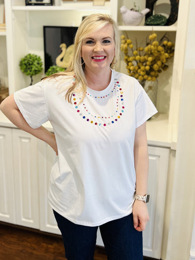Queen of Sparkles Jeweled Necklace Tee