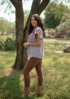Brown and White Check Embroidered Tatum Top