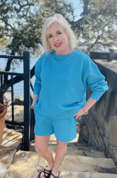 Tammy Textured Top in Aqua