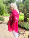 Johnny Was Ashlee Henley Popover Tunic in Raspberry