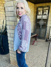 Mauve and Gray Patterned Long Sleeve Top