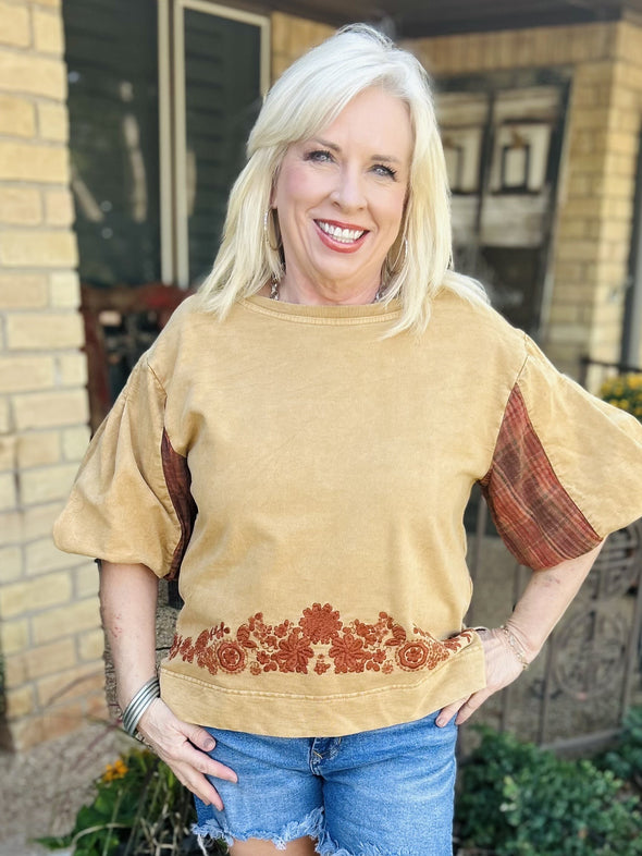 Ivy Jane Saddle Embroidered Popover Top