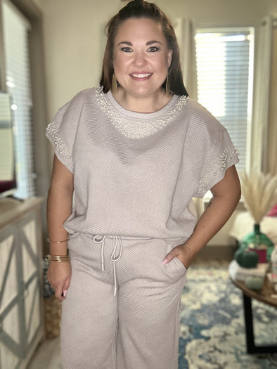 Farrah Textured Pearl Detail Top