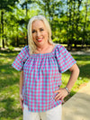 Ivy Jane Blue Checked Out Top
