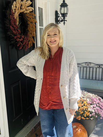 Cream Vivia Textured Cardigan