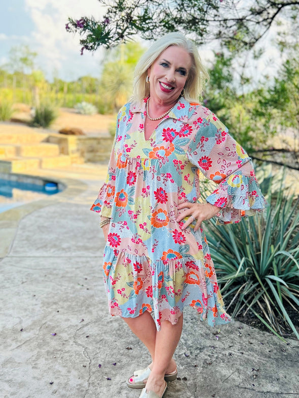Uncle Frank Floral Flounce Dress