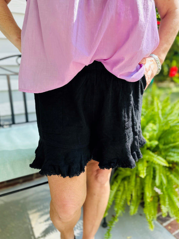 Gauze Frayed Hem Shorts