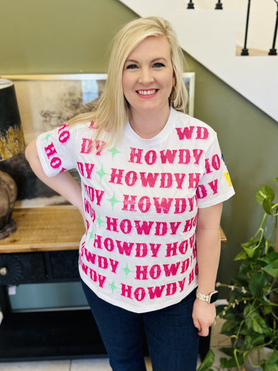 Queen of Sparkles Howdy Y'all Colorblock Tee