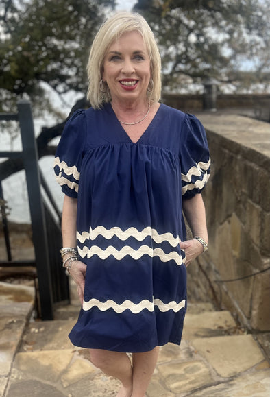 Wavy Wonder Navy Dress