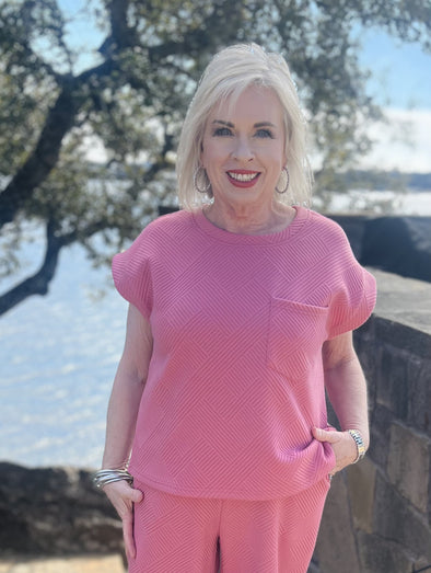 Tammy Textured Top in Pink