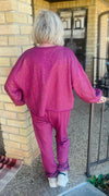 Queen Of Sparkles Mauve Scattered Rhinestone Jogger
