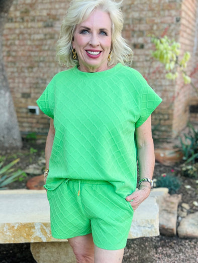 Textured Green Claire Short Set