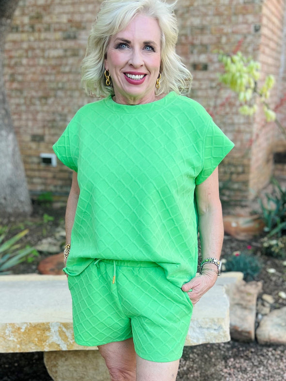 Textured Green Claire Short Set