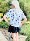 Queen Of Sparkles Purple Field Goal On White Tee