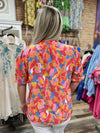 Coral and Pink Burst of Bloom Top