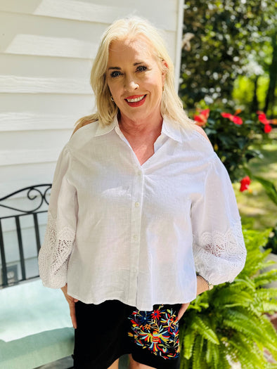 Cold Shoulder Lace Trim Top