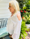 Cold Shoulder Lace Trim Top