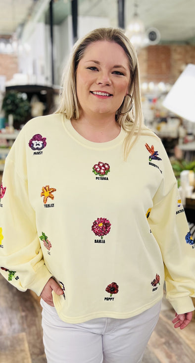 Queen Of Sparkles Flower Sweatshirt
