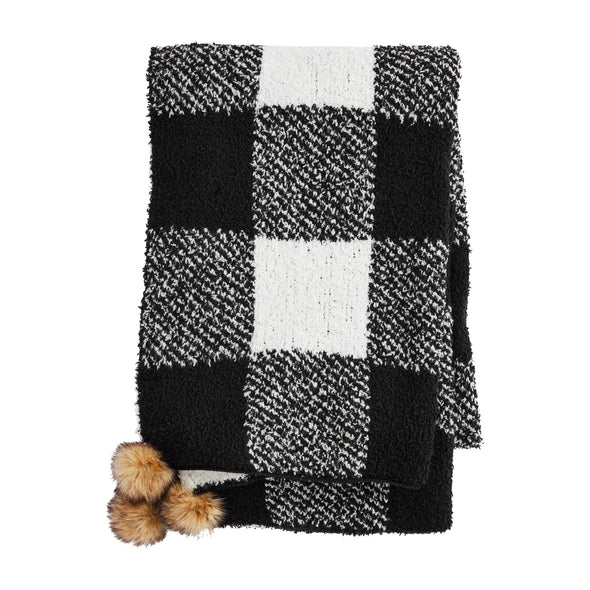Chenille White Check Scarf
