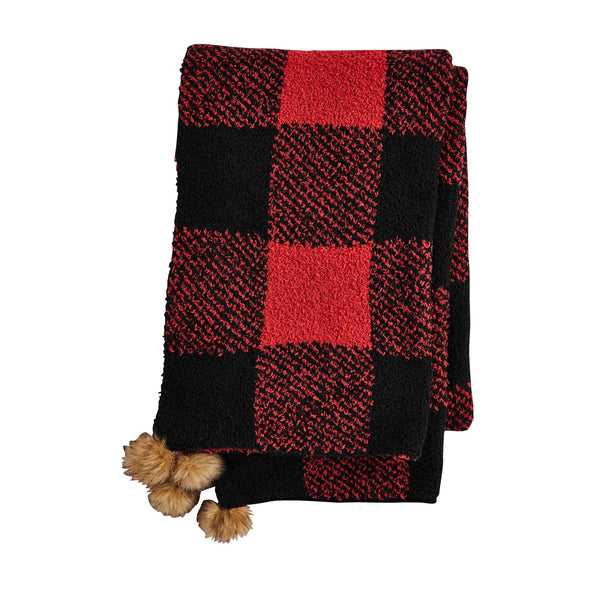 Chenille Red Check Scarf