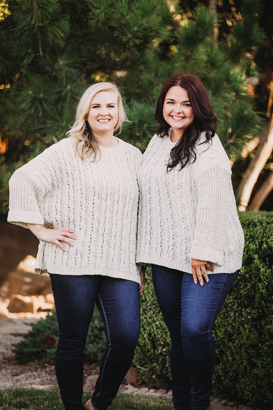 Make Me Smile Chenille Cable Knit Sweater in Cream