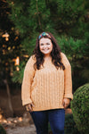 Make me Smile Chenille Cable Knit Sweater In Mustard