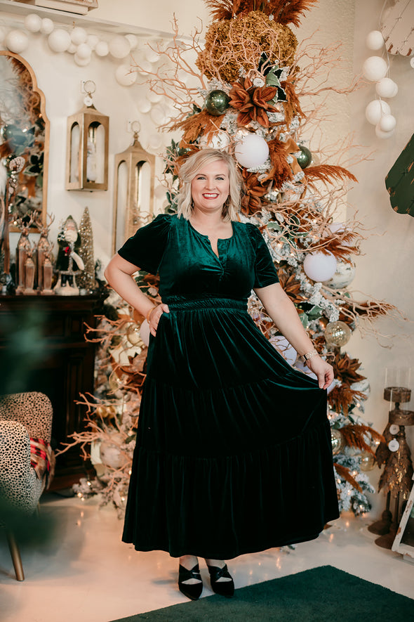 The Madison Velvet Tiered Maxi