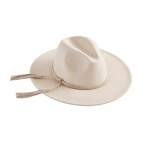 Solid Braided Fedora in Cream
