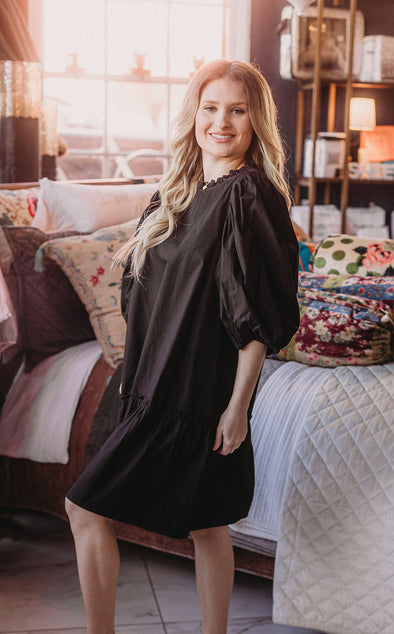 Black Milan Flounce Dress