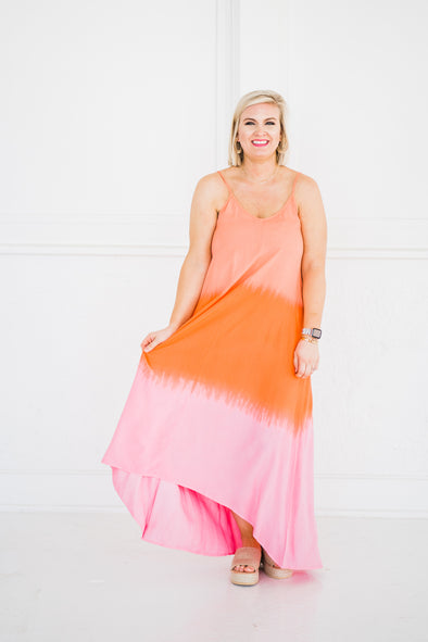 Malone Tie Dye Maxi Dress Pink
