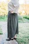 Striped Velvet Skirt in Olive