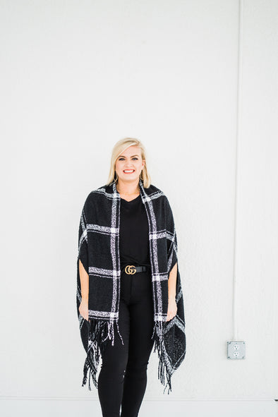 Black Plaid Scarf Wrap