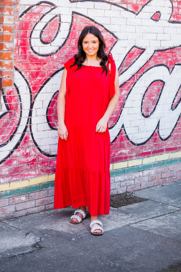 Strolling Tiered Maxi in Red