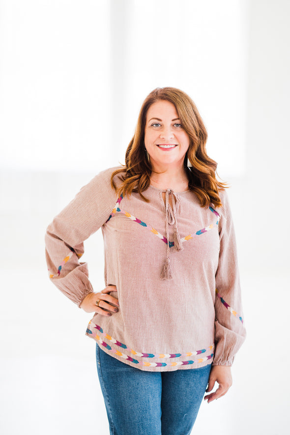 Signature Embroidered Top