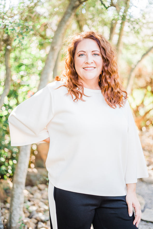 Modal Wide Sleeve Top in Eggshell