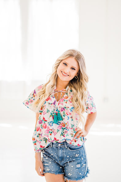 Floral Print Tiered Top