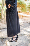 Striped Velvet Skirt in Black