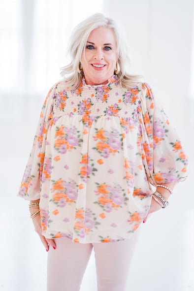 Springy Smocked Floral Top