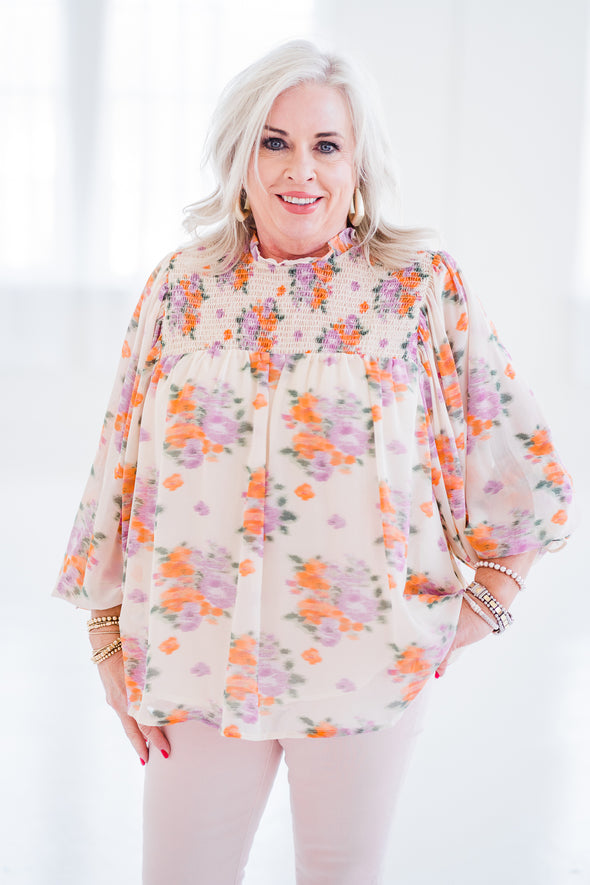 Springy Smocked Floral Top