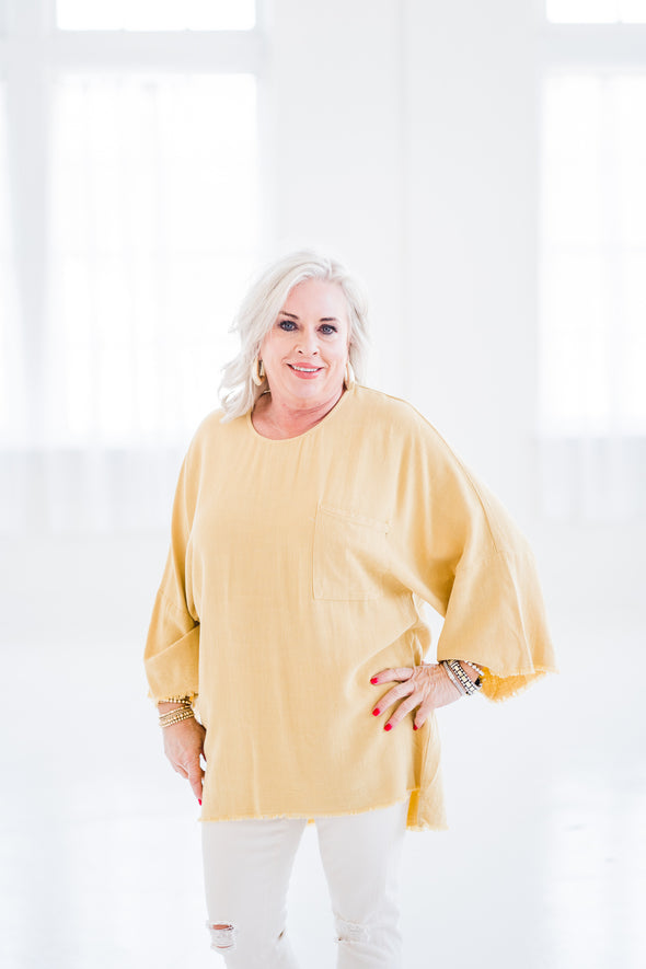 Pretty in Yellow Linen Top